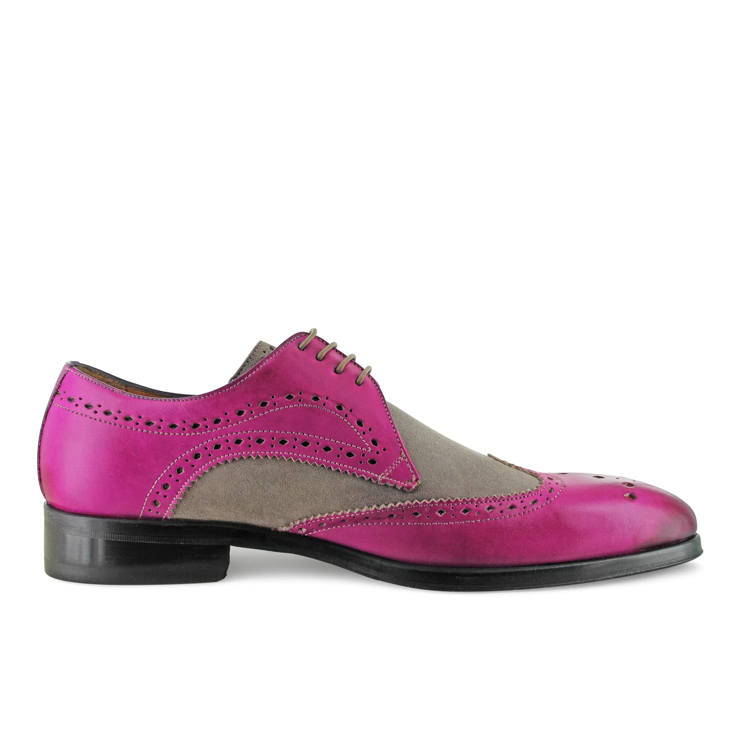 1312 - Fuchsia With Beige Brogue