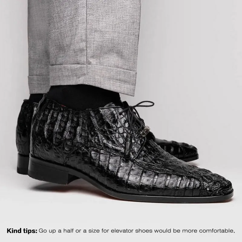 7 CM/2.76 Inches CMR CHAMARIPA Men's Exotic Crocodile Leather Derby Shoes