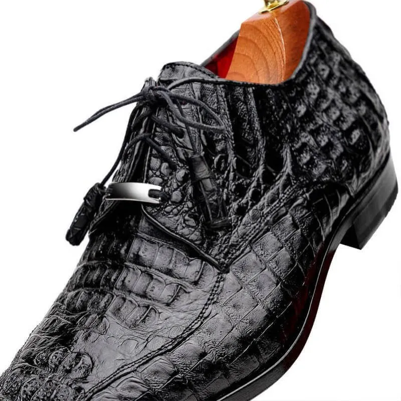 7 CM/2.76 Inches CMR CHAMARIPA Men's Exotic Crocodile Leather Derby Shoes