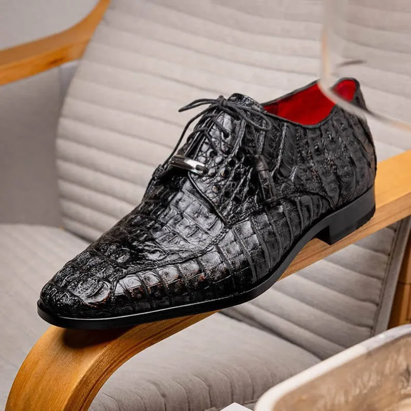 7 CM/2.76 Inches CMR CHAMARIPA Men's Exotic Crocodile Leather Derby Shoes
