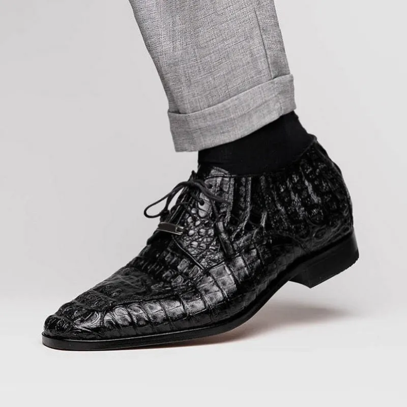7 CM/2.76 Inches CMR CHAMARIPA Men's Exotic Crocodile Leather Derby Shoes