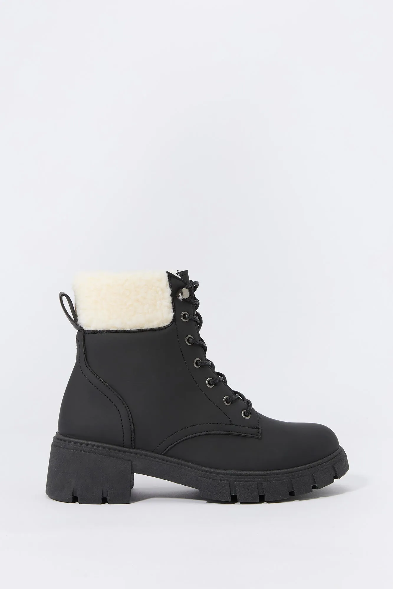 Bottes lacées avec col en similifourrure