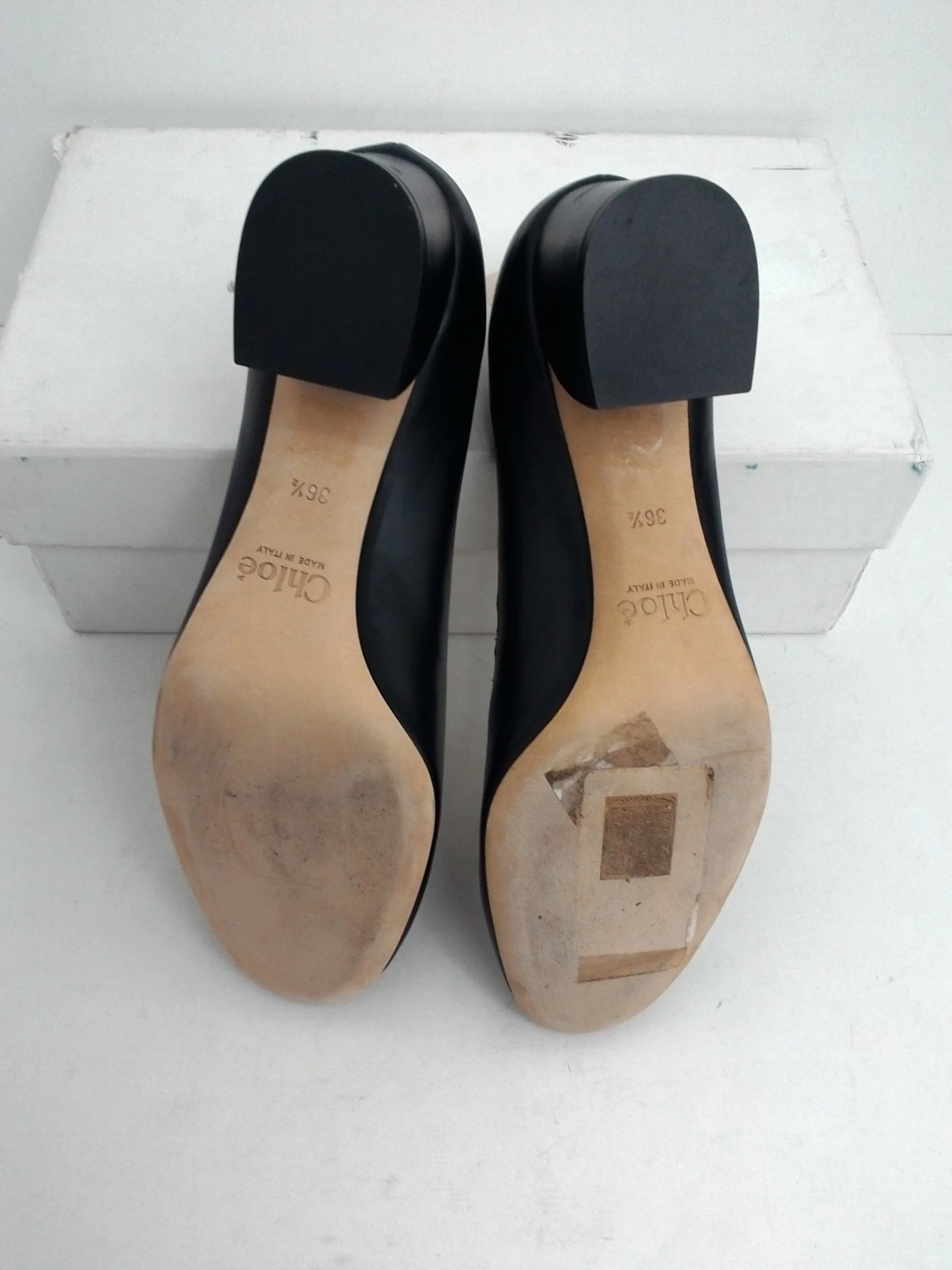 Chloé Women's Calf Waves Pump Black Leather Size 36.5