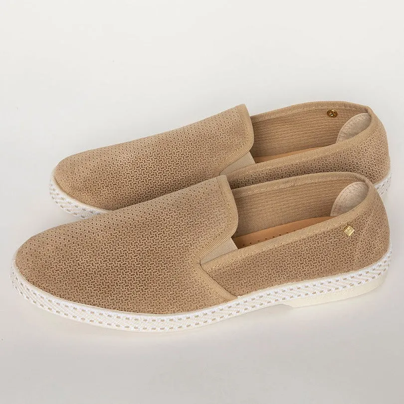 Embossed Suede Loafer: Light Tan