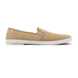 Embossed Suede Loafer: Light Tan