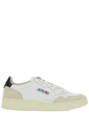 'Medalist' White Low Top Sneakers With Beige Suede Details In Leather Man