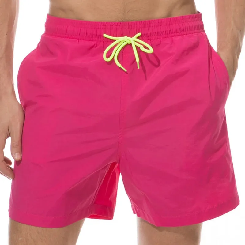 Men Shinny Plain Waterproof Swim Trunks