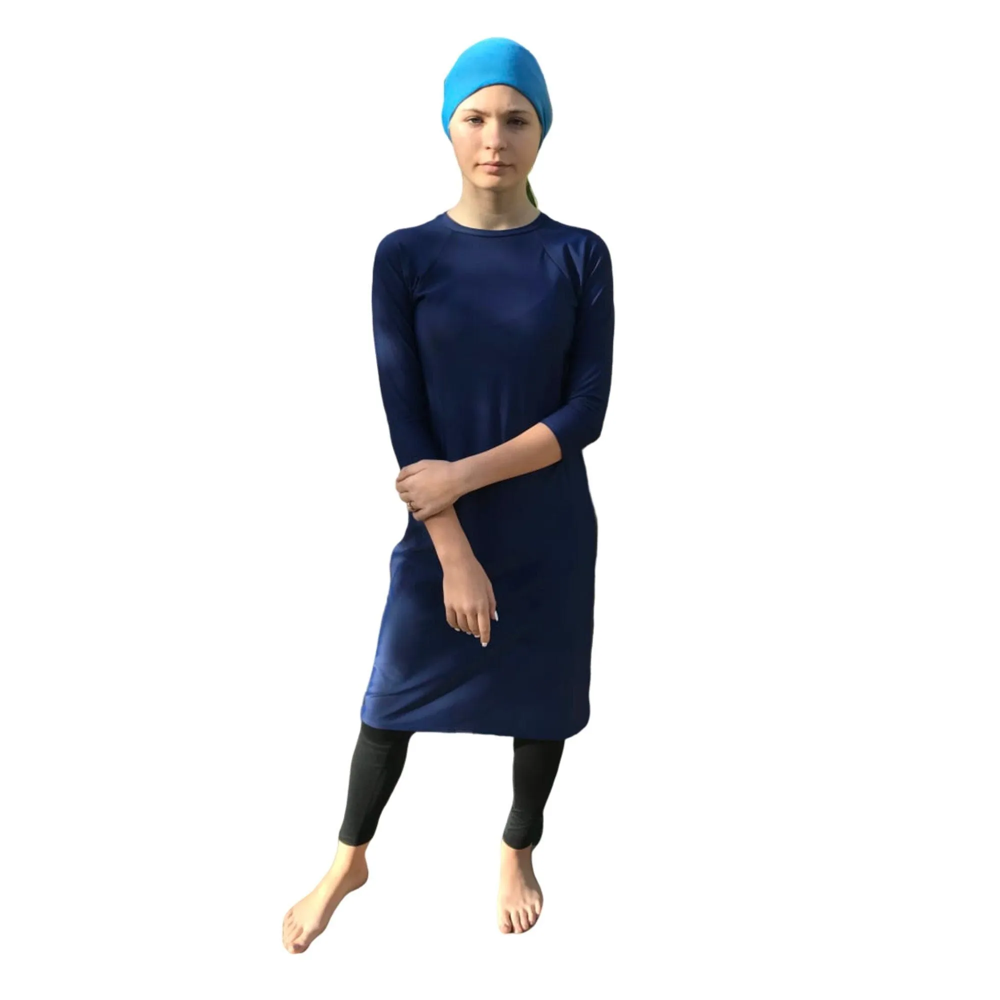 Modest Swim Dress. Tznius Swimwear. Tzniut. Jewish Swimsuit. Islamic Swimwear. Burkini. Muslim Swim. Navy Blue Modest Full Cover Swim Dress