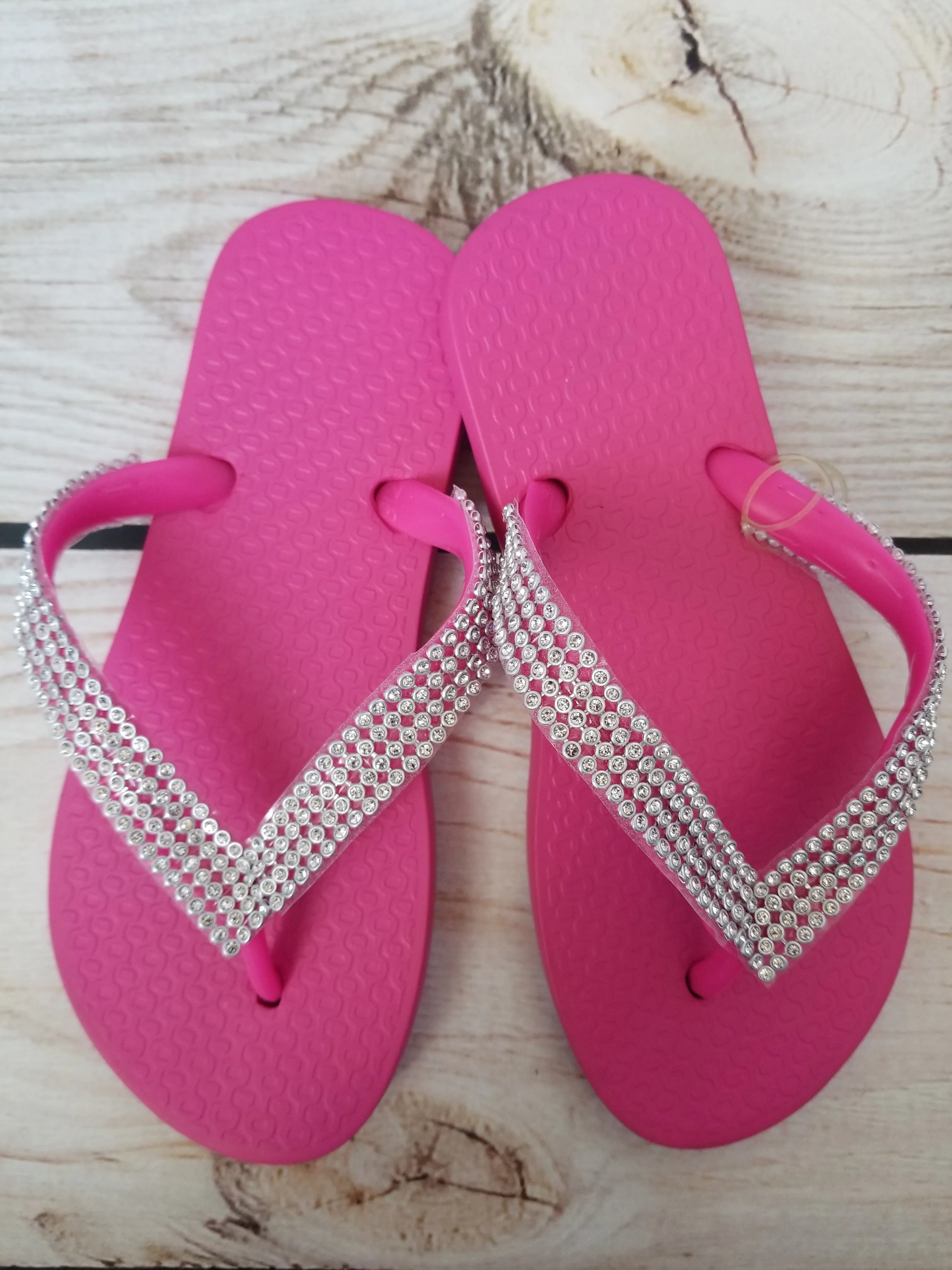 Planet Sea Hot Pink Crystal Flip Flops