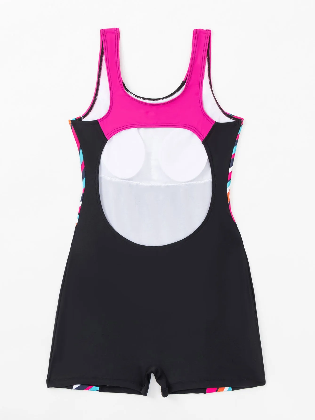 Sports color block one-piece swimsuit for tummy control and slimming