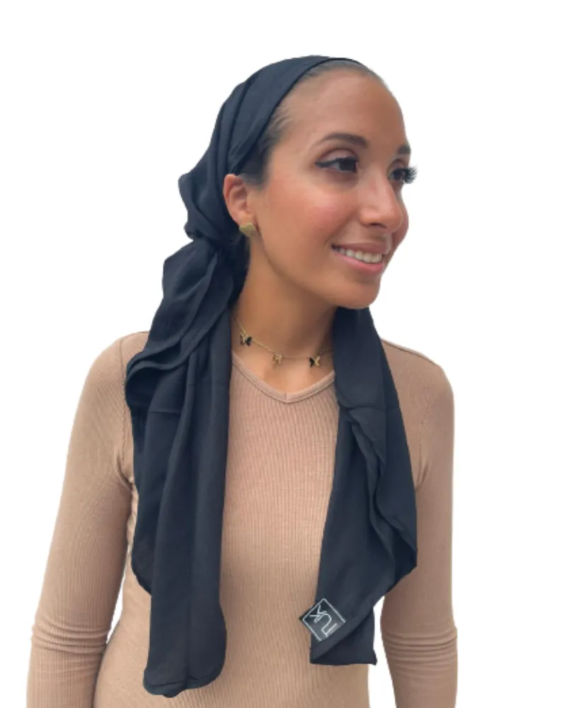Tie Ur Knot Dri Fit Black/Black Border Untied Scarf with Non Slip Grip