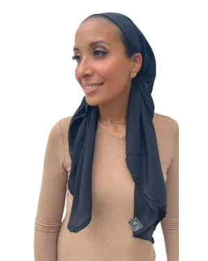 Tie Ur Knot Dri Fit Black/Black Border Untied Scarf with Non Slip Grip
